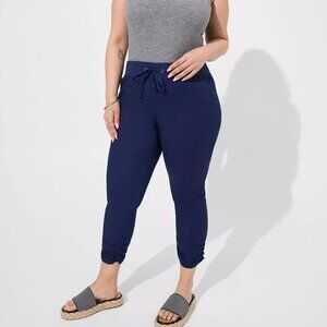 Torrid Plus Size Navy Blue Pull On Skinny Stretch Poplin Mid-rise Joggers Pants